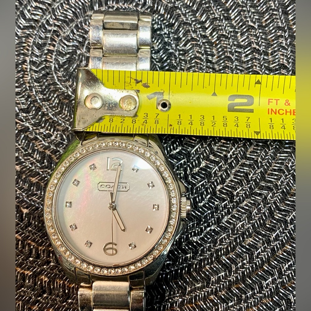 Coach Silver-Tone Mother of Pearl Crystal Bezel Watch - Picture 10 of 10